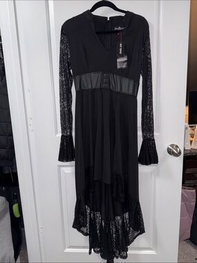 Royal Bones Black Lace High-Low Dress